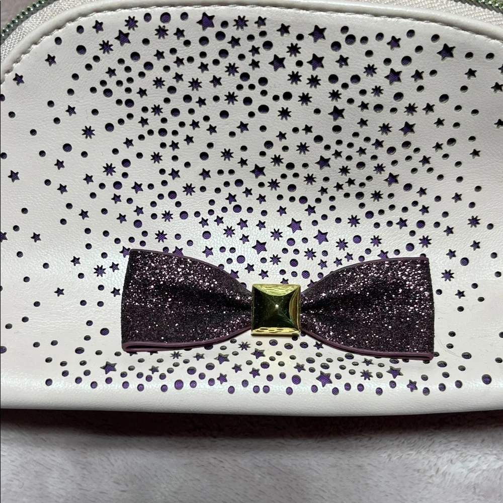 Bath & Body Works Cream and Purple Star Cosmetic Bag A thousand wishes